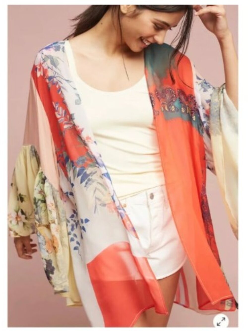 Floreat Georgette Mystical Garden Floral Kimono from Anthropologie - One Size
